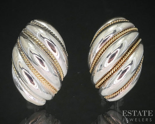 18k Sterling Silver Tiffany & Co. Swirl Shrimp Omega Back Earrings 9.4g i20216