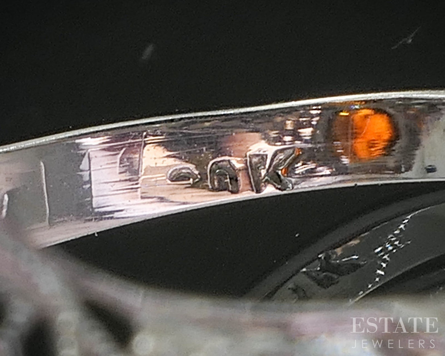 Vintage 18k White Gold Natural Citrine & Diamond Filigree Ring 2.6g i20217
