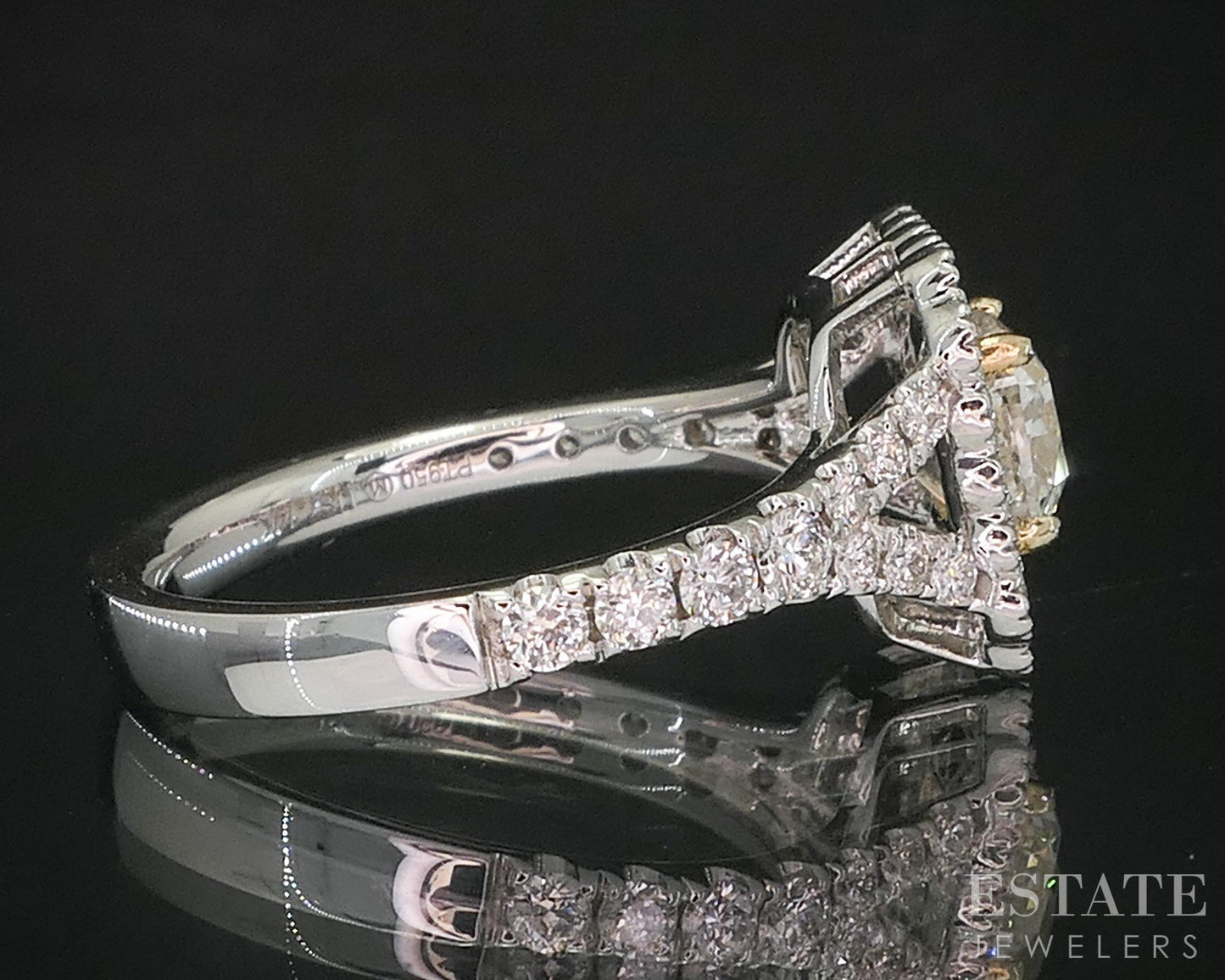 Platinum & 14k Cushion Natural 1.60ctw Diamond Halo Engagement Ring 6g i20220