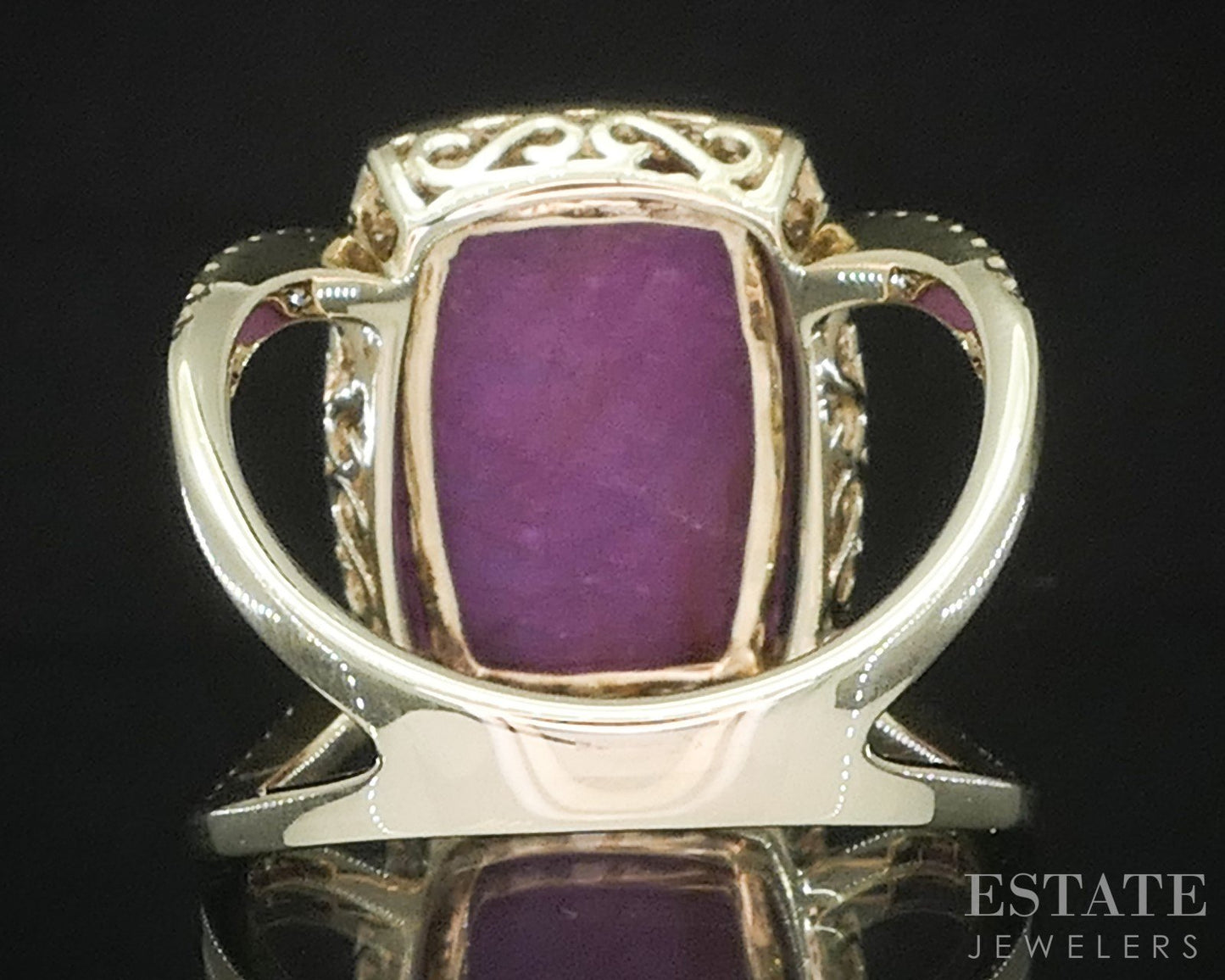 14k Yellow Gold Moonstone, Ruby, Abalone & Diamond Ladies Ring 5.8g i20242