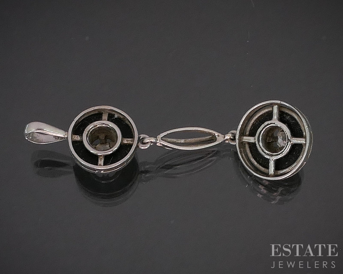 Vintage Platinum Natural Black Onyx & OEC Diamond Dangle Pendant 2g i20231