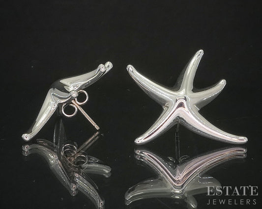 Sterling Silver Tiffany & Co. Elsa Peretti Starfish Stud Earrings 8.6g i20246