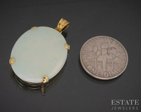 18k Yellow Gold Oval Natural Opal Ladies Pendant 5.2g i20236