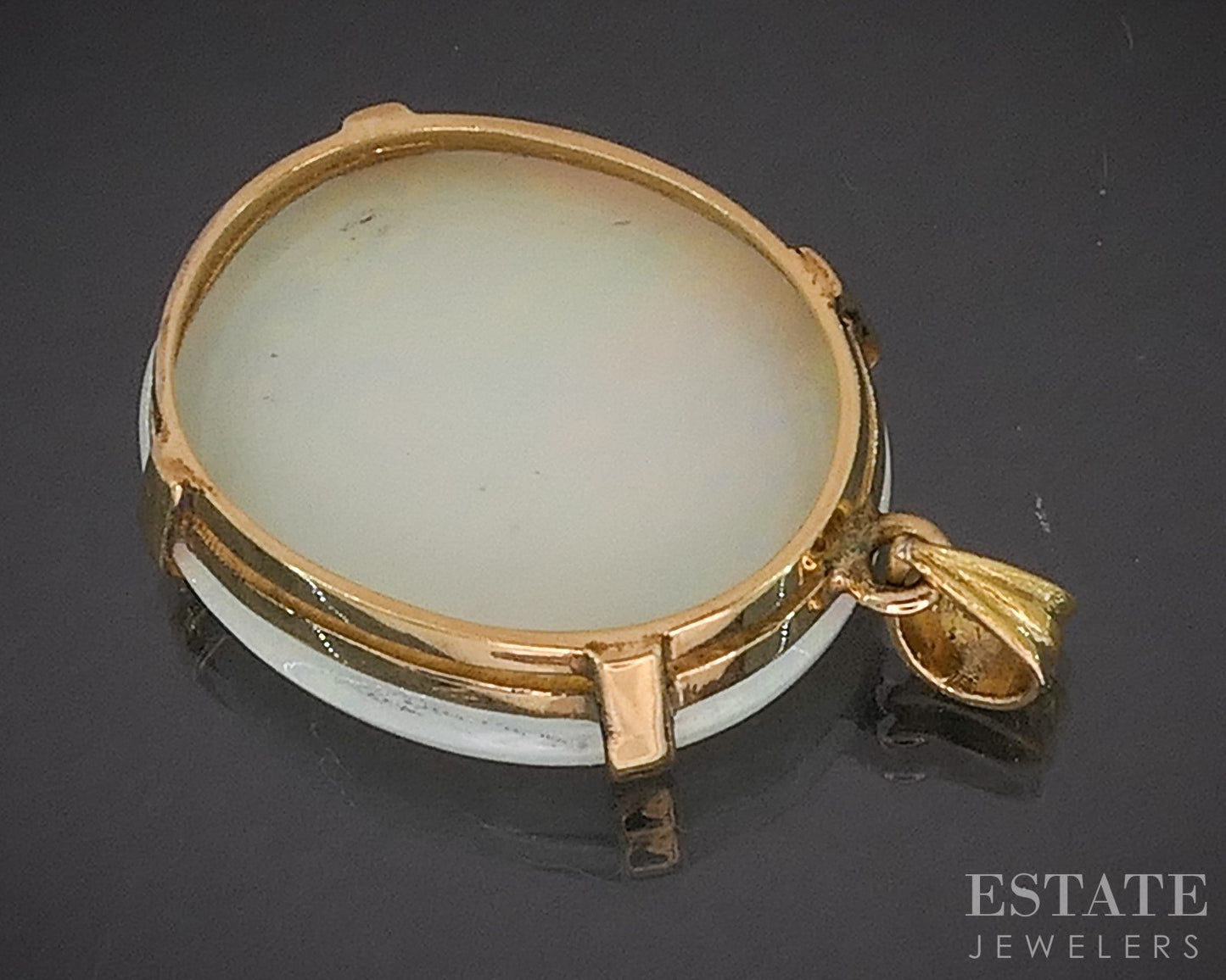 18k Yellow Gold Oval Natural Opal Ladies Pendant 5.2g i20236