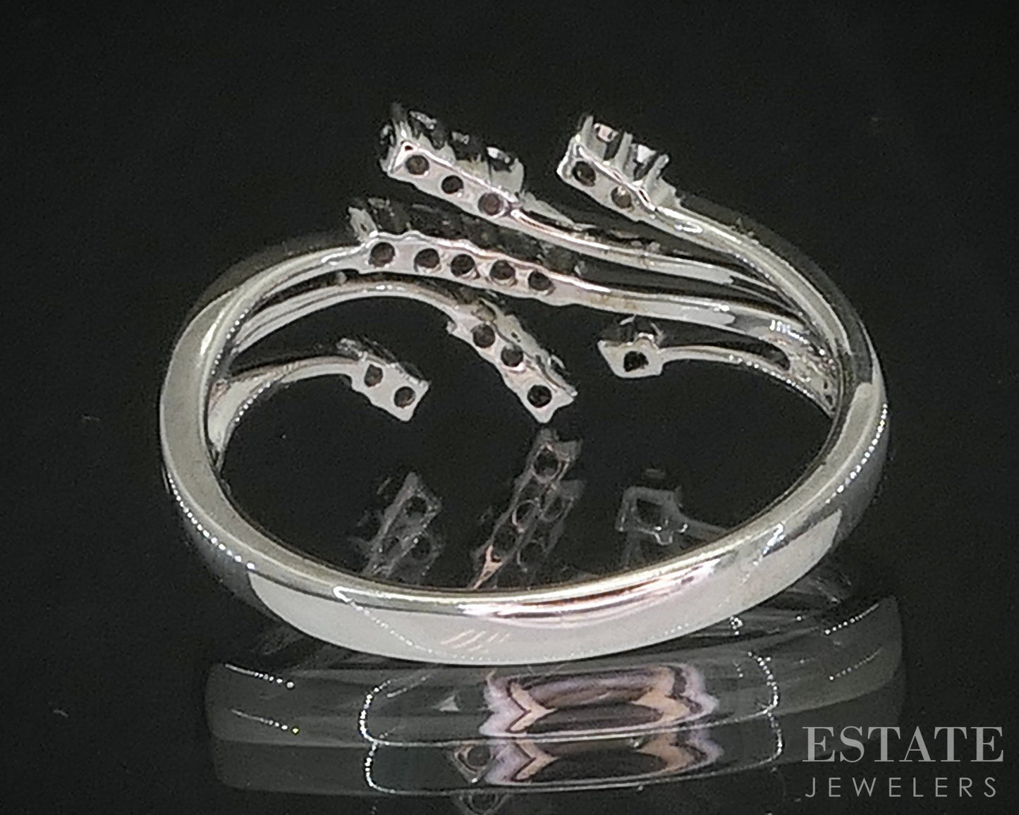 14k White Gold Natural .10ctw Diamond Ladies Spray Bypass Band Ring 2.9g i20238