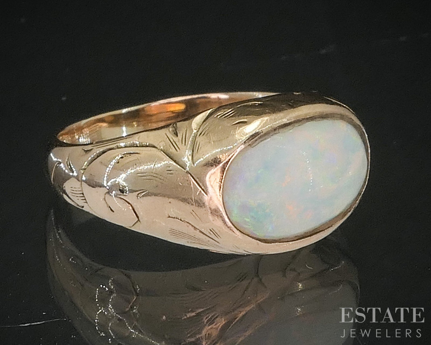 Antique Victorian 10k Yellow Gold Natural Opal Ladies Band Ring 3.9g i20244