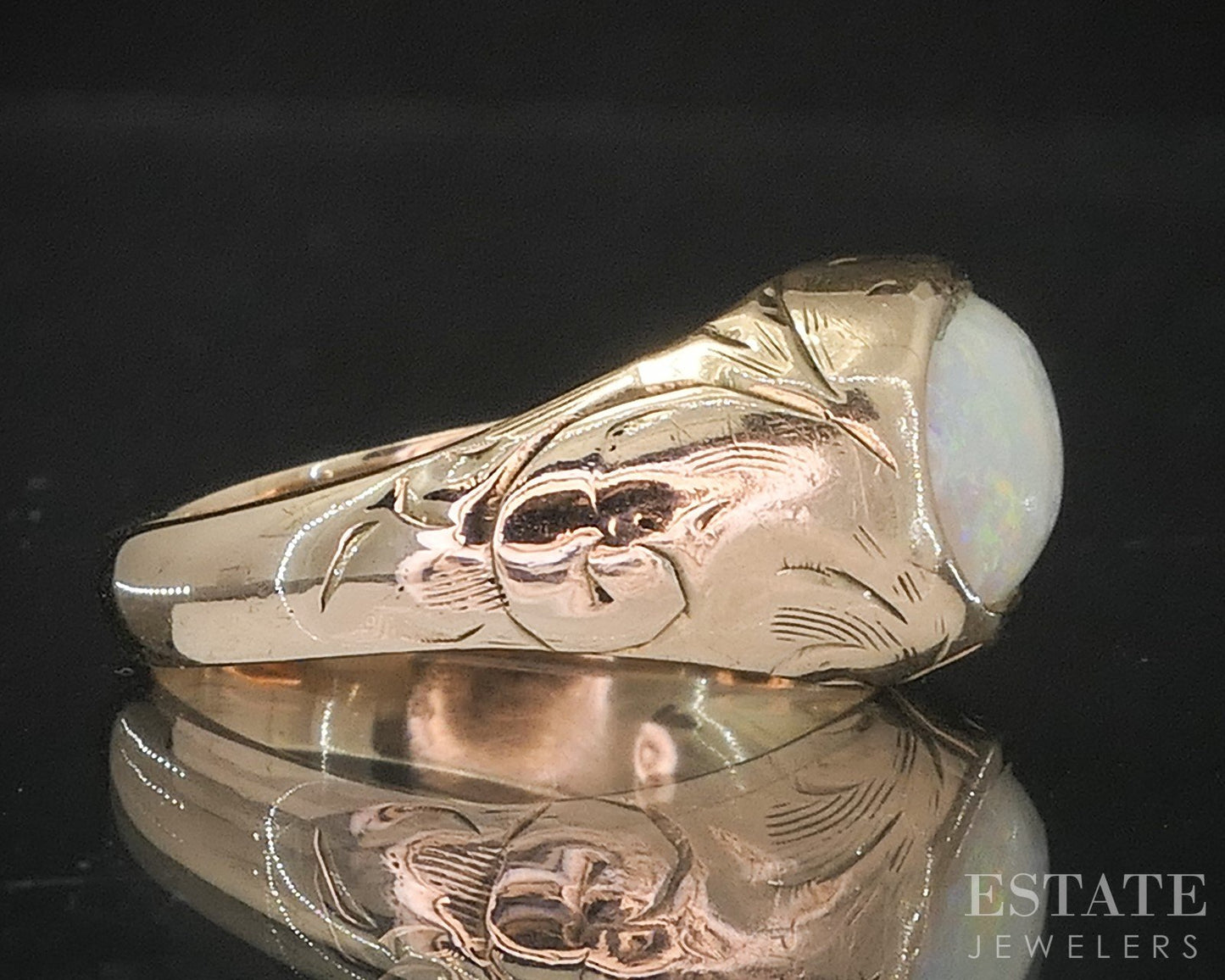 Antique Victorian 10k Yellow Gold Natural Opal Ladies Band Ring 3.9g i20244