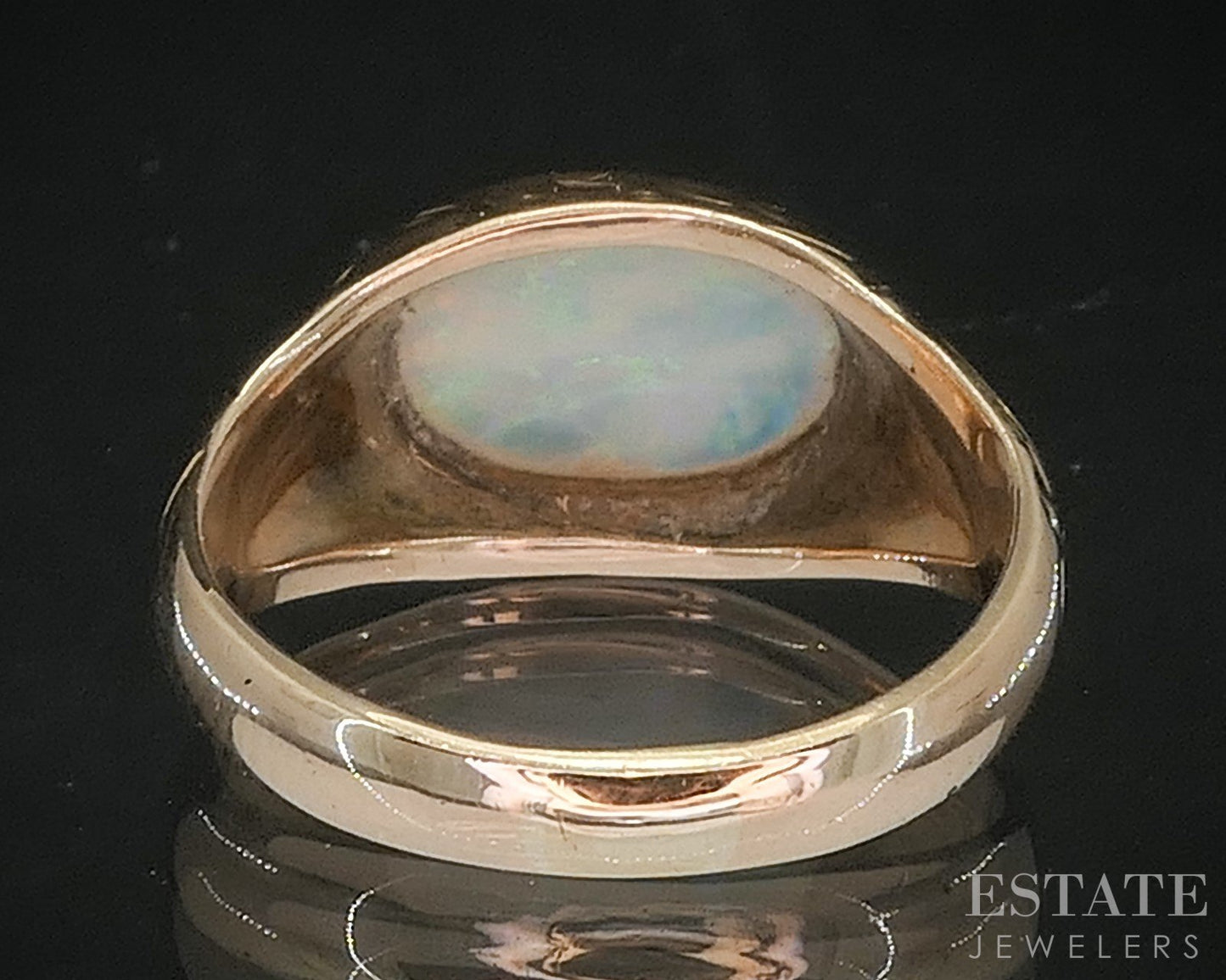 Antique Victorian 10k Yellow Gold Natural Opal Ladies Band Ring 3.9g i20244