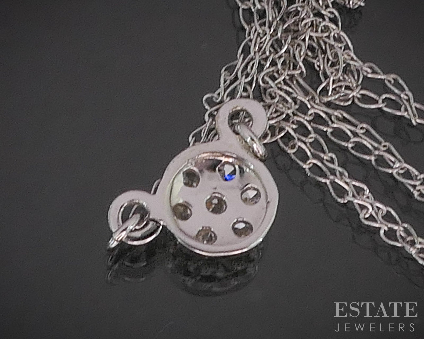 14k White Gold Natural .04ctw Diamond Cluster Ladies Necklace 0.9g 16"L i20243