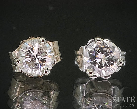 14k White Gold Round Natural .36ctw Diamond Martini Stud Earrings i20239