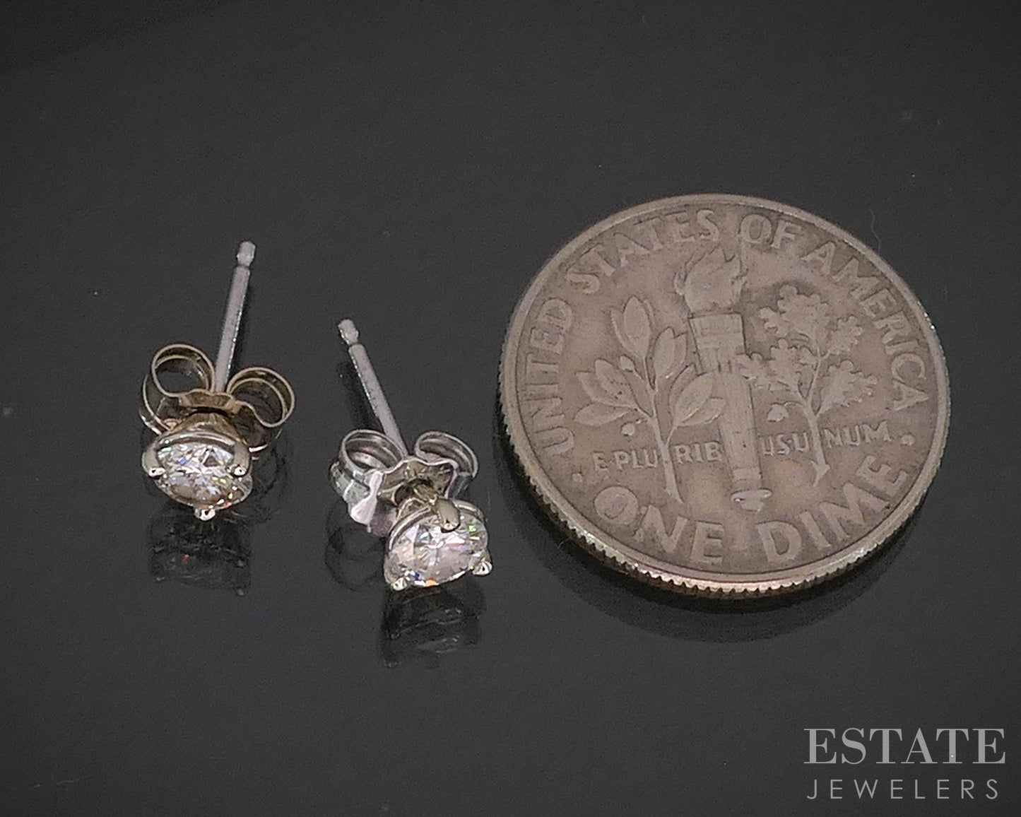 14k White Gold Round Natural .36ctw Diamond Martini Stud Earrings i20239