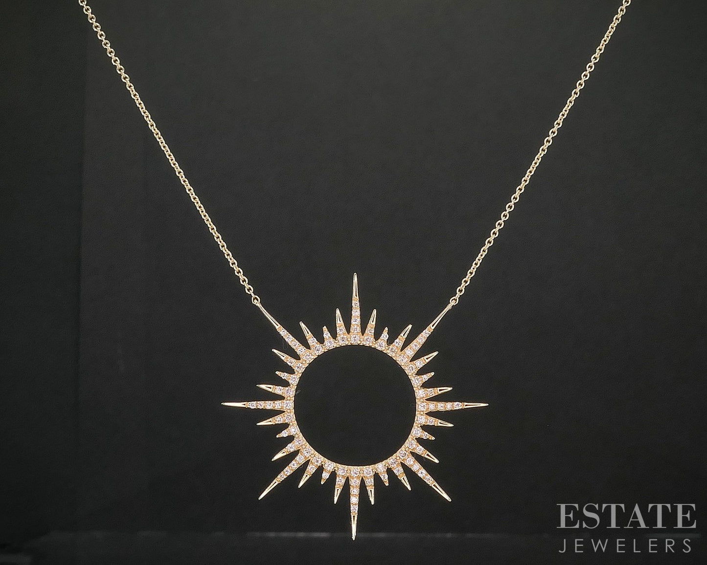 14k Yellow Gold Natural .22ctw Diamond Starburst Necklace 3.8g 20"L i20234