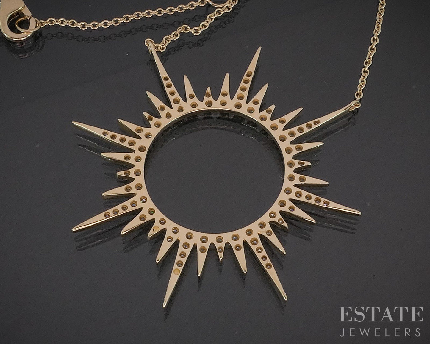 14k Yellow Gold Natural .22ctw Diamond Starburst Necklace 3.8g 20"L i20234
