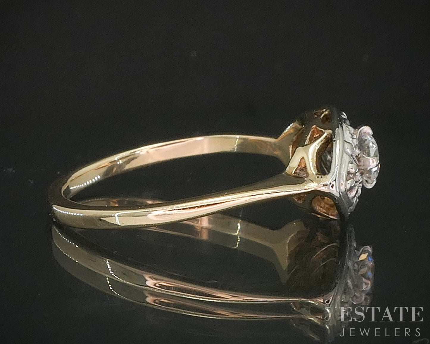 Antique Platinum & 14k YG Natural .20ctw Diamond Engagement Ring 3g i20262