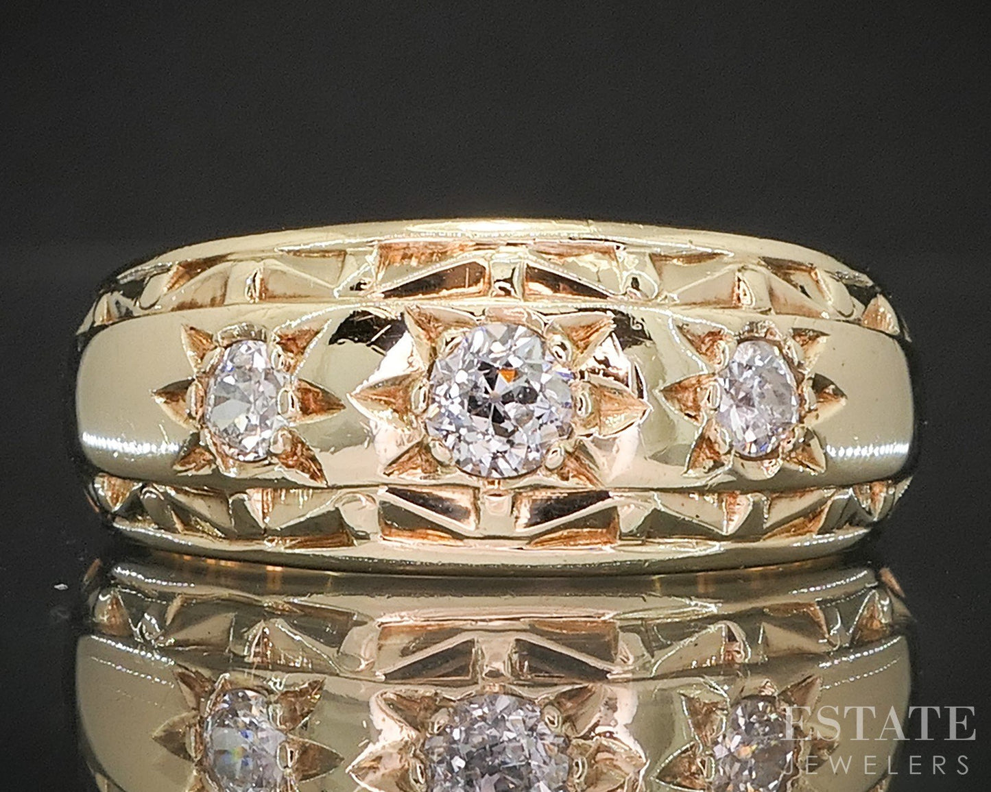 Antique 14k Yellow Gold OEC Natural .35ctw Diamond Band Ring 6.3g i20261