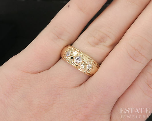 Antique 14k Yellow Gold OEC Natural .35ctw Diamond Band Ring 6.3g i20261