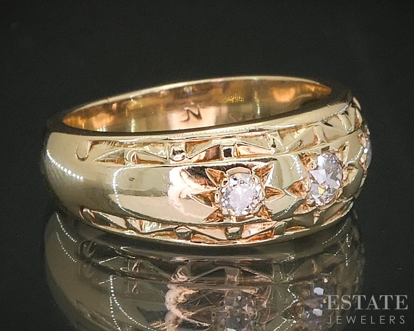 Antique 14k Yellow Gold OEC Natural .35ctw Diamond Band Ring 6.3g i20261