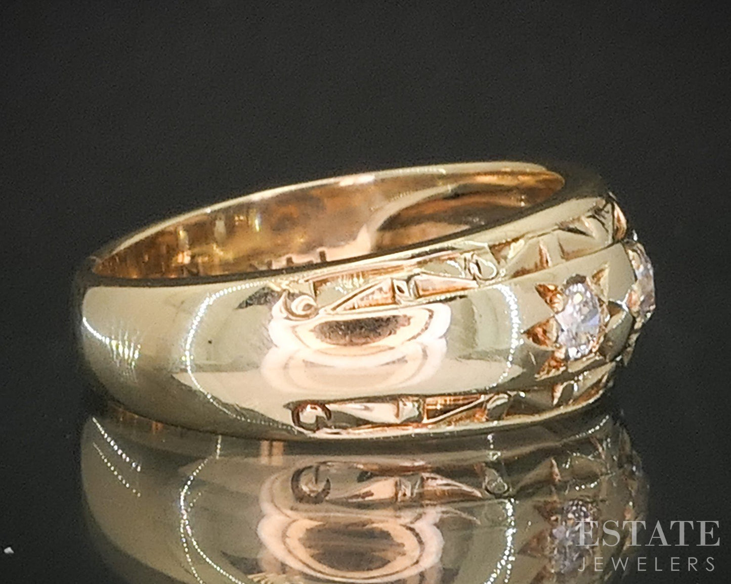 Antique 14k Yellow Gold OEC Natural .35ctw Diamond Band Ring 6.3g i20261
