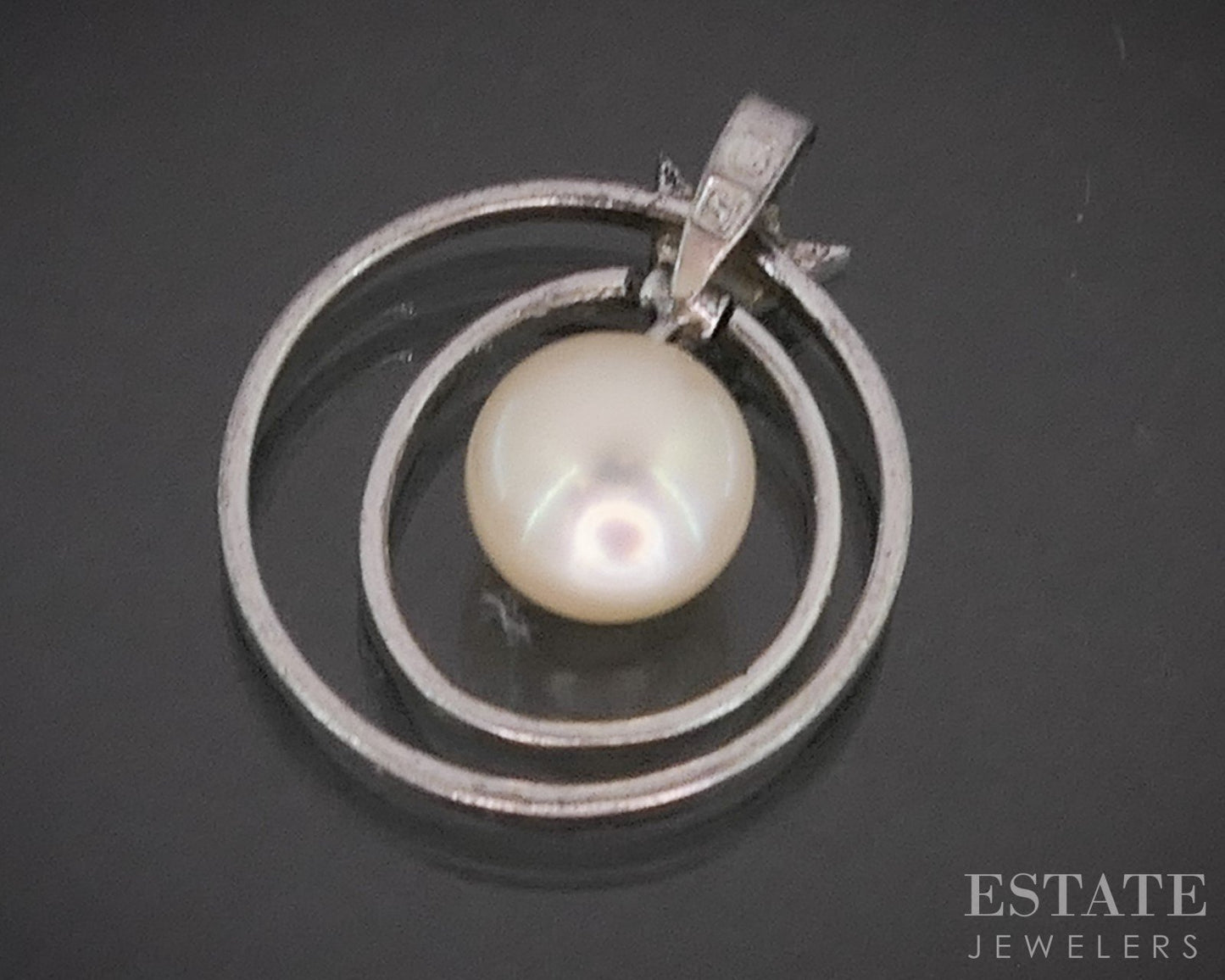 Vintage Sterling Silver Mikimoto 7.2mm Akoya Pearl Ladies Pendant 1.8g i20259