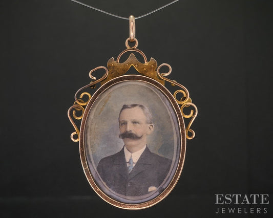 Antique Victorian 8k Rose Gold Photo Frame & Seed Pearl Pendant 7.3g i20255