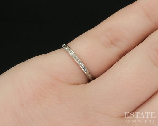 Antique Platinum Single Cut Natural .05ctw Diamond Ladies Wedding Band i20252