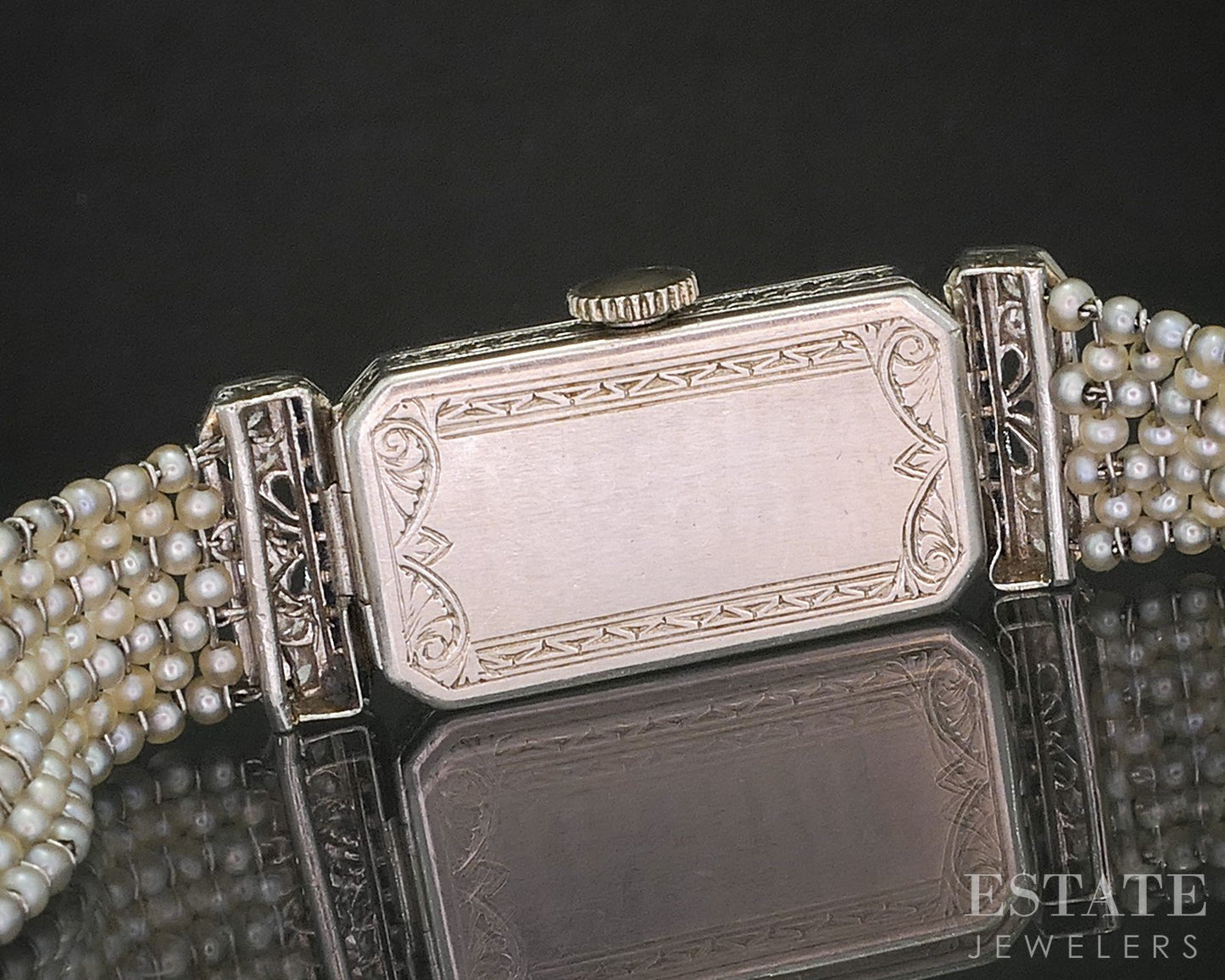 Antique Art Deco Platinum Natural Diamond & Sapphire Pearl Ladies Watch i20289