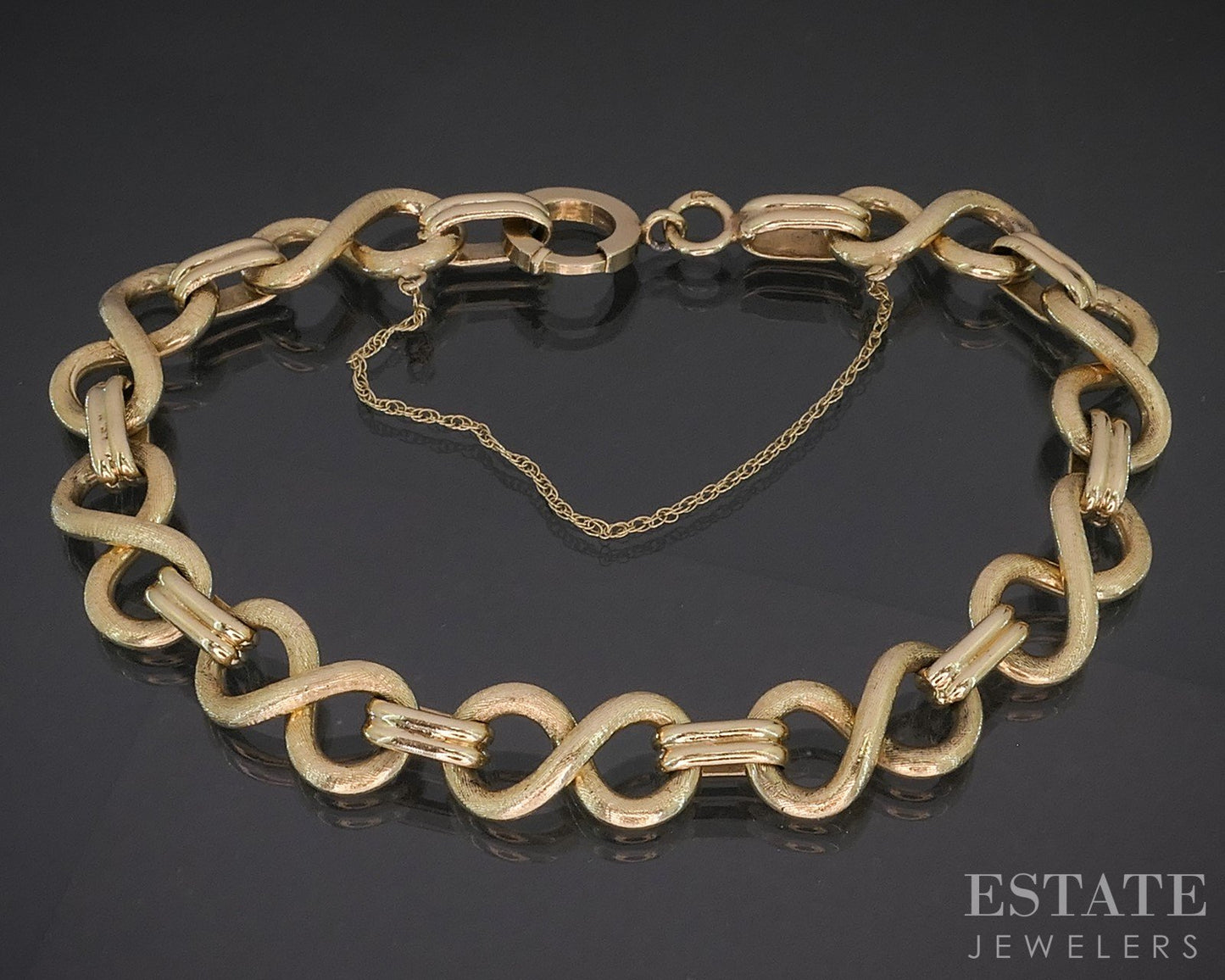 Vintage 14k Yellow Gold Figure 8 Chain Link Ladies Bracelet 27g 7.5"L i20273