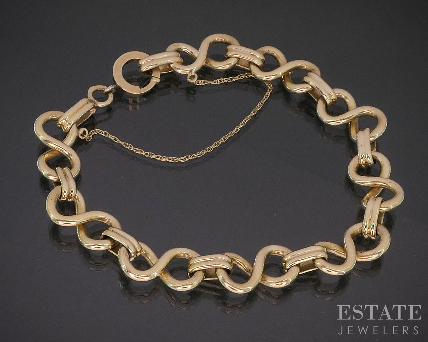 Vintage 14k Yellow Gold Figure 8 Chain Link Ladies Bracelet 27g 7.5"L i20273