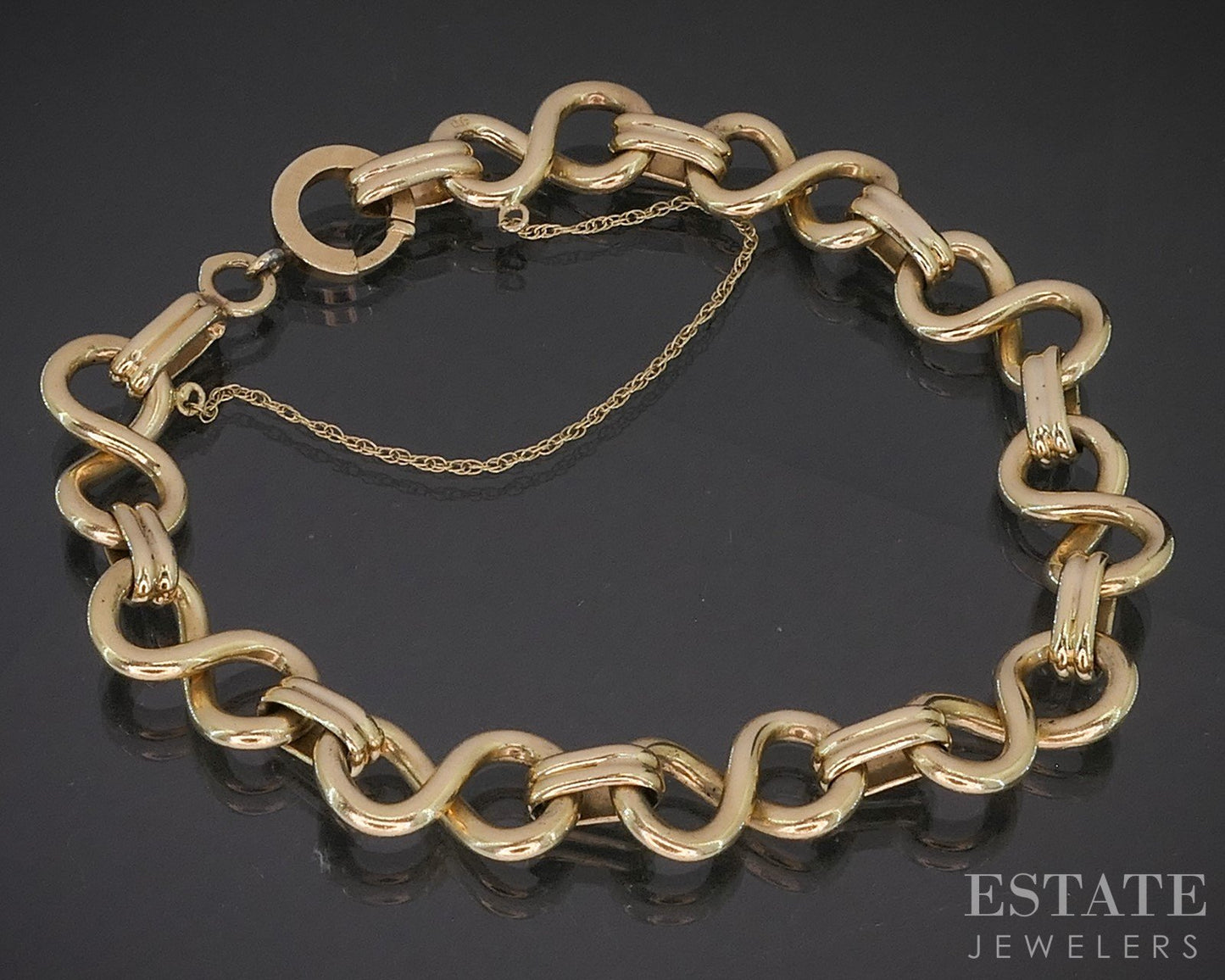 Vintage 14k Yellow Gold Figure 8 Chain Link Ladies Bracelet 27g 7.5"L i20273