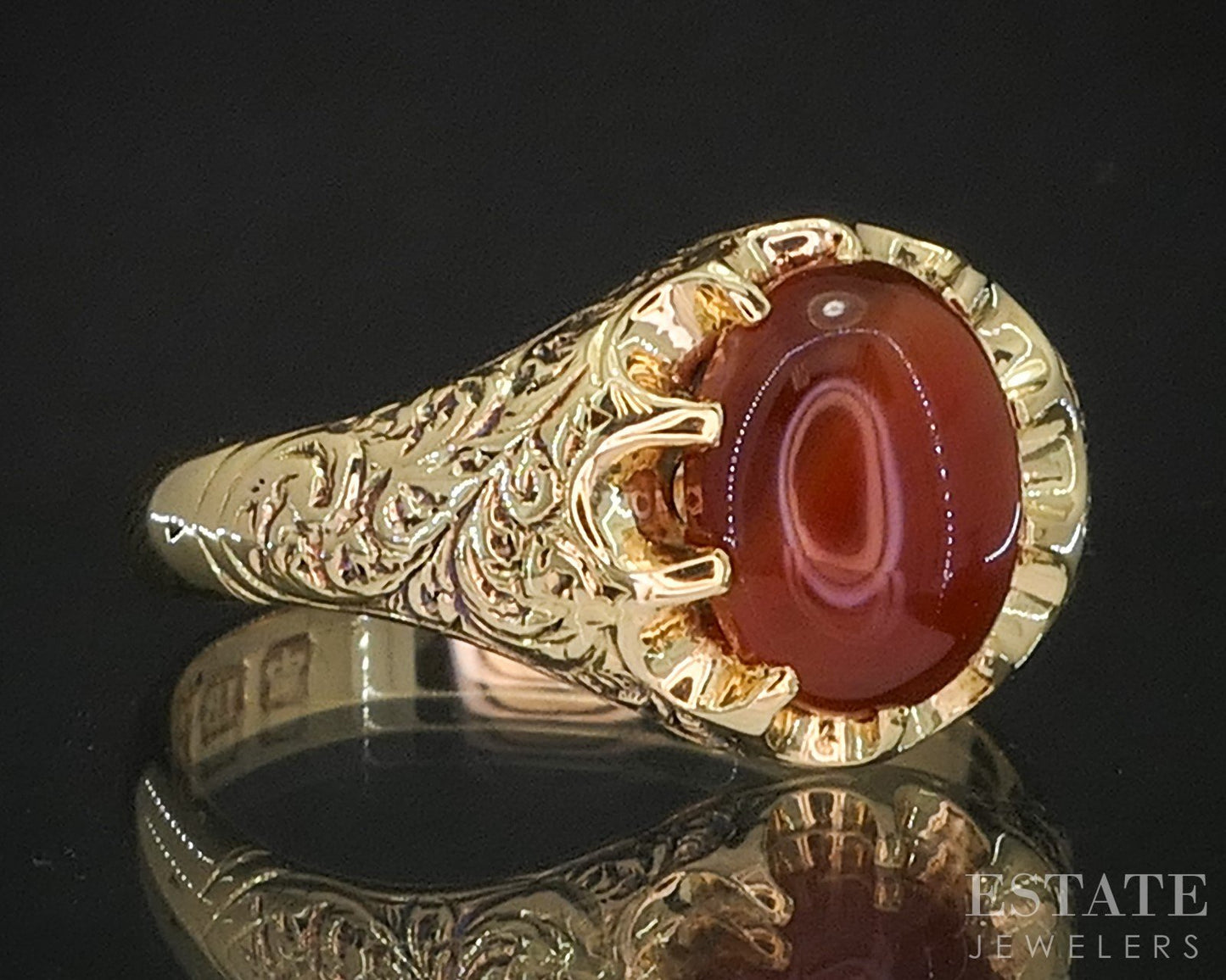 Antique Victorian 18k Yellow Gold Natural Carnelian Belcher Ring 6.3g i20270
