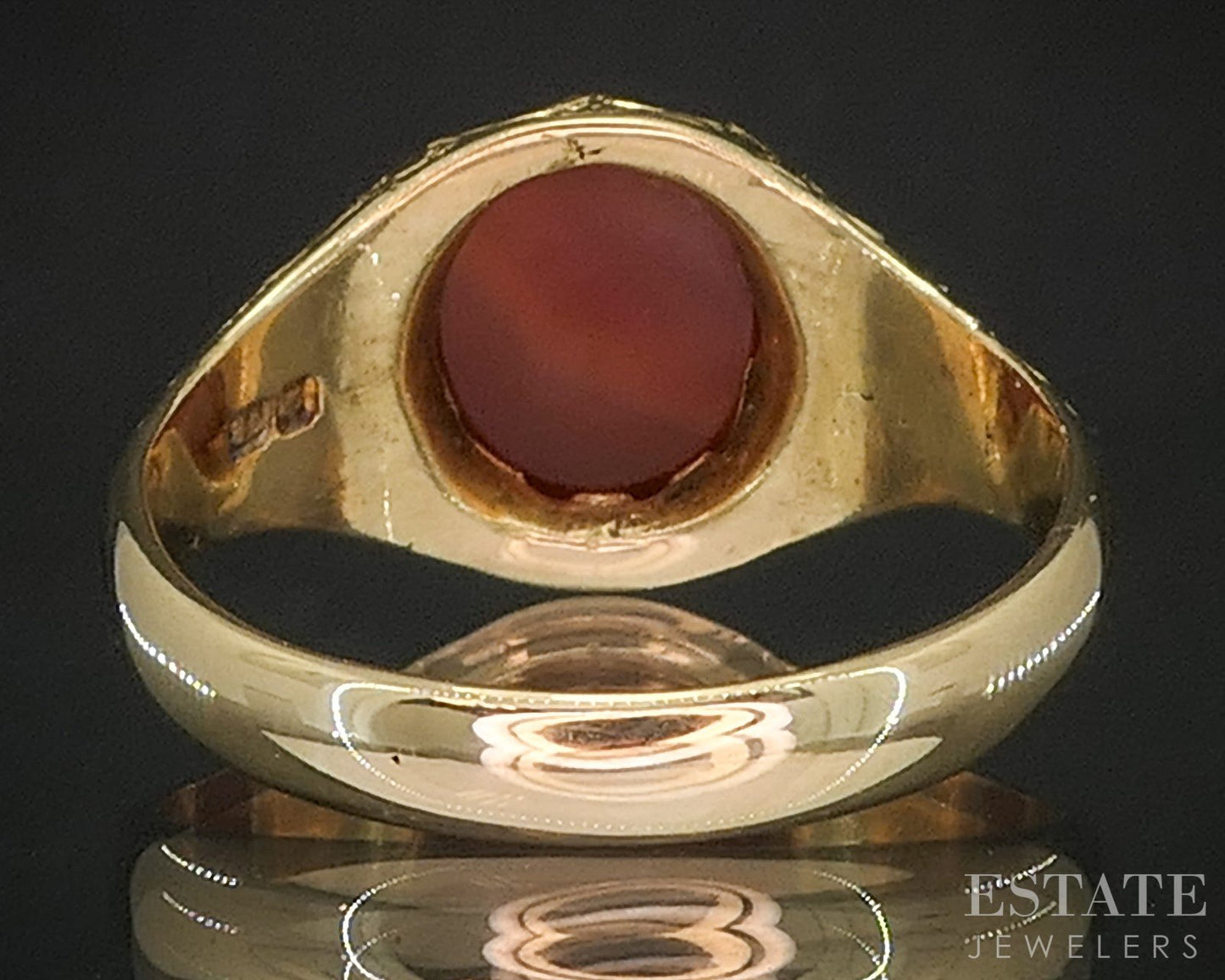 Antique Victorian 18k Yellow Gold Natural Carnelian Belcher Ring 6.3g i20270