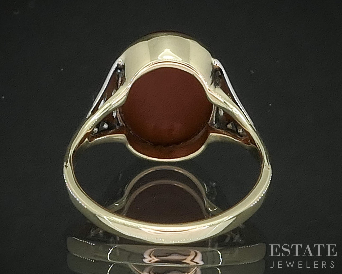 Antique 14k Yellow & White Gold Oval Natural Carnelian Filigree Ring 2.8g i20271