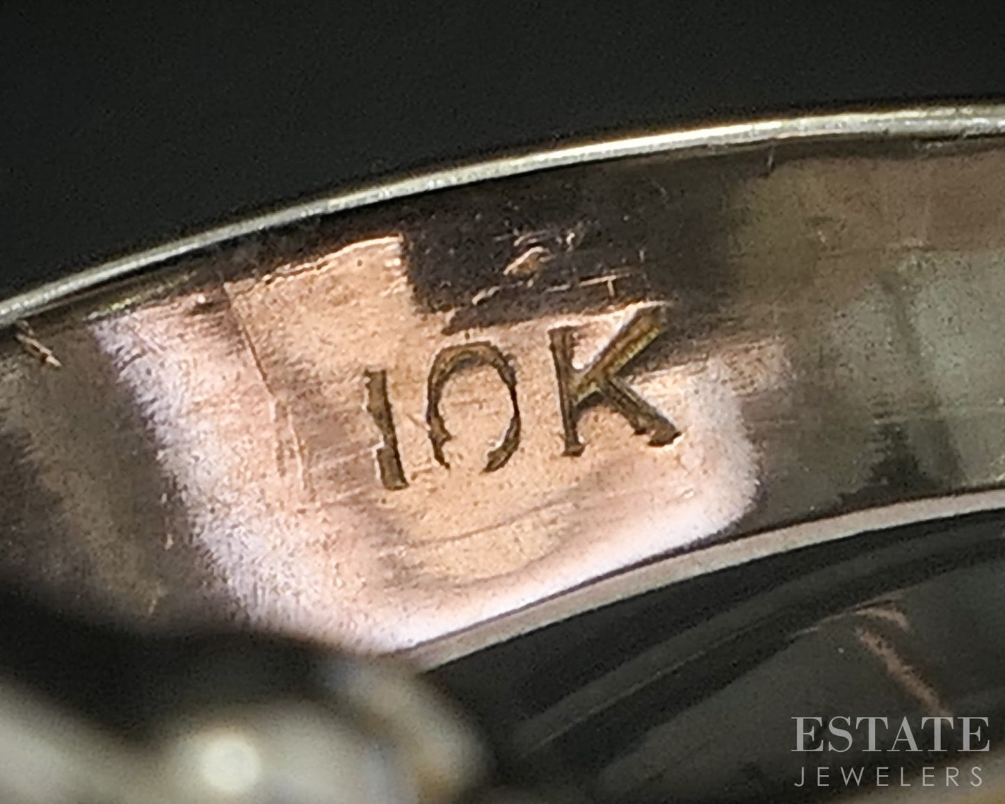 Vintage 10k White Gold Natural Black Onyx & Diamond Mens Ring 7.4g i20266
