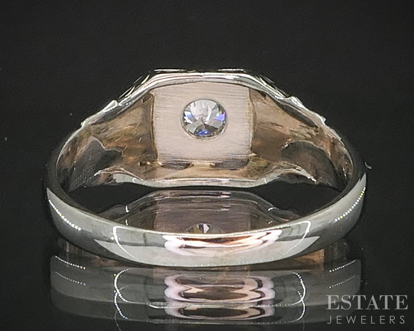 Antique 18k White Gold OEC Natural .20ct Diamond Mens Ring 4.5g i20277