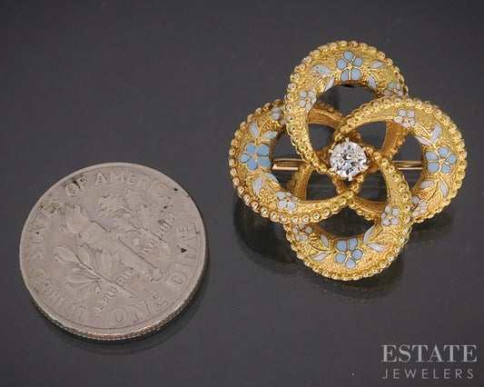 Antique Victorian 14k Yellow Gold OEC Natural Diamond Pin Pendant 3.1g i20274