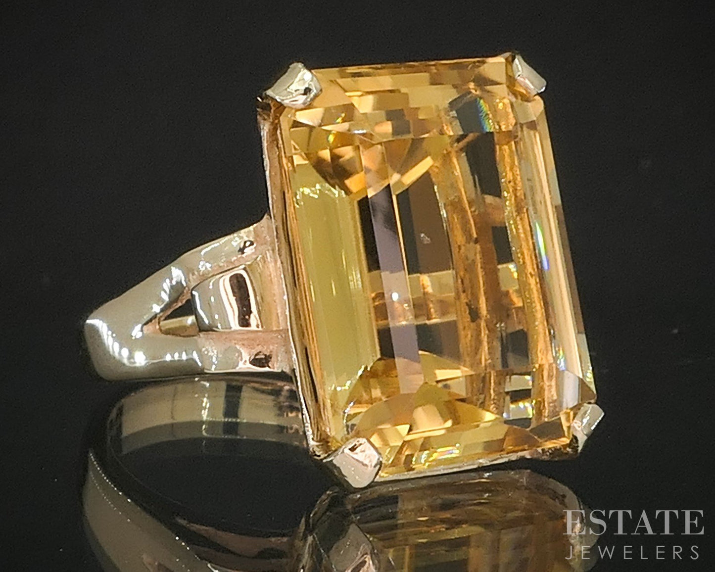 Vintage Retro 10k Yellow Gold Natural Citrine Ladies Ring 10.9g i20272