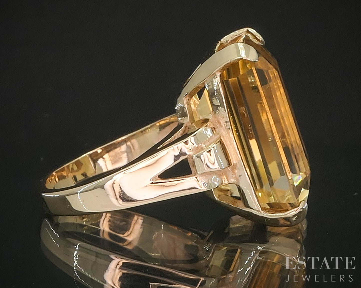Vintage Retro 10k Yellow Gold Natural Citrine Ladies Ring 10.9g i20272