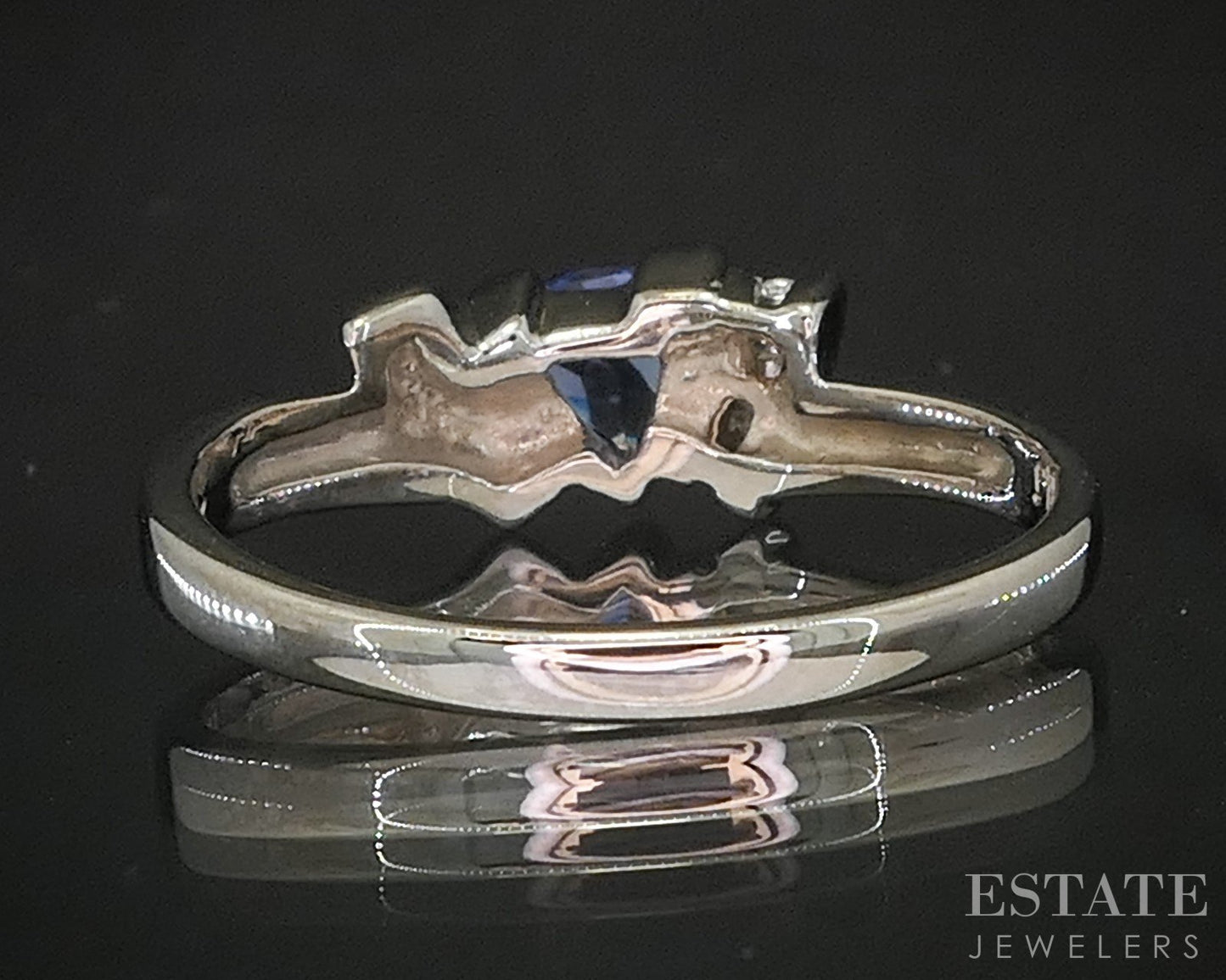 14k White Gold Trillion Natural Tanzanite & Diamond Ladies Ring 3.8g i20278