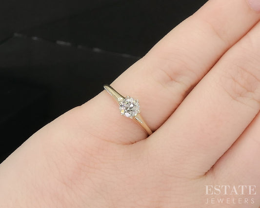 Antique 14k Yellow Gold European Natural .31ct Diamond Solitaire Ring i18857