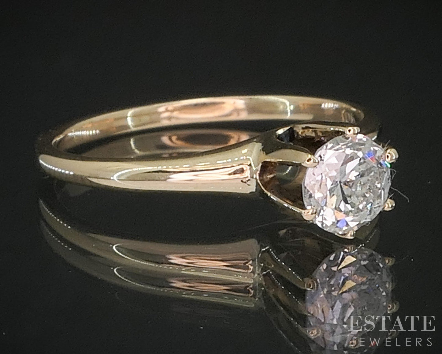Antique 14k Yellow Gold European Natural .31ct Diamond Solitaire Ring i18857
