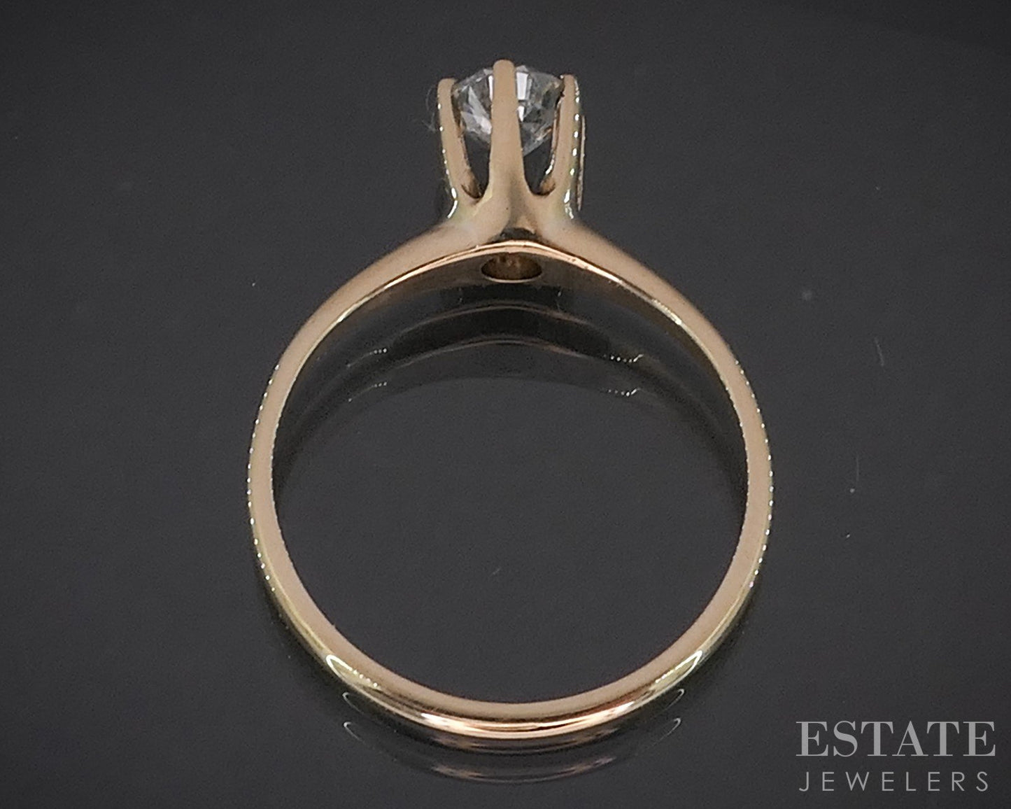 Antique 14k Yellow Gold European Natural .31ct Diamond Solitaire Ring i18857