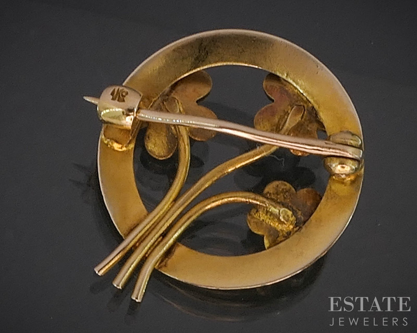 Antique Art Nouveau 14k Yellow Gold Flower Seed Pearl Pin Brooch 2g i20268