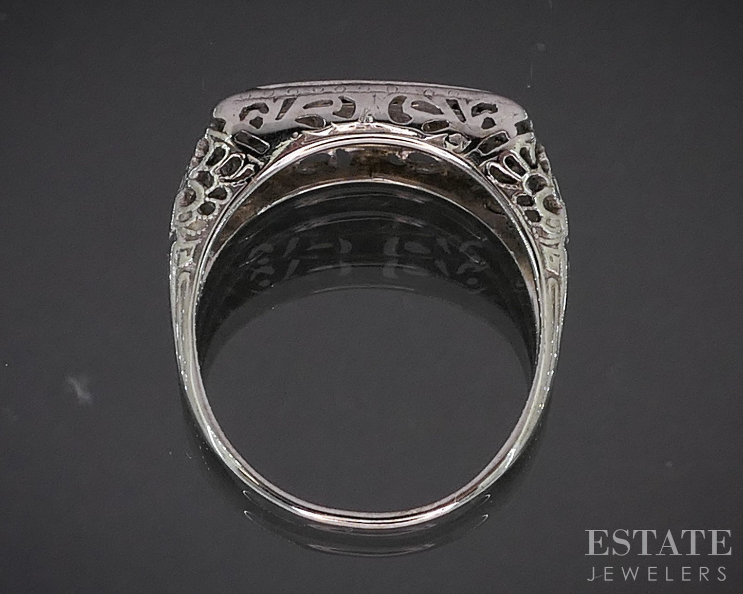 Antique 18k Gold Natural .30ctw Diamond Sapphire Filigree Band Ring 3.1g i20281
