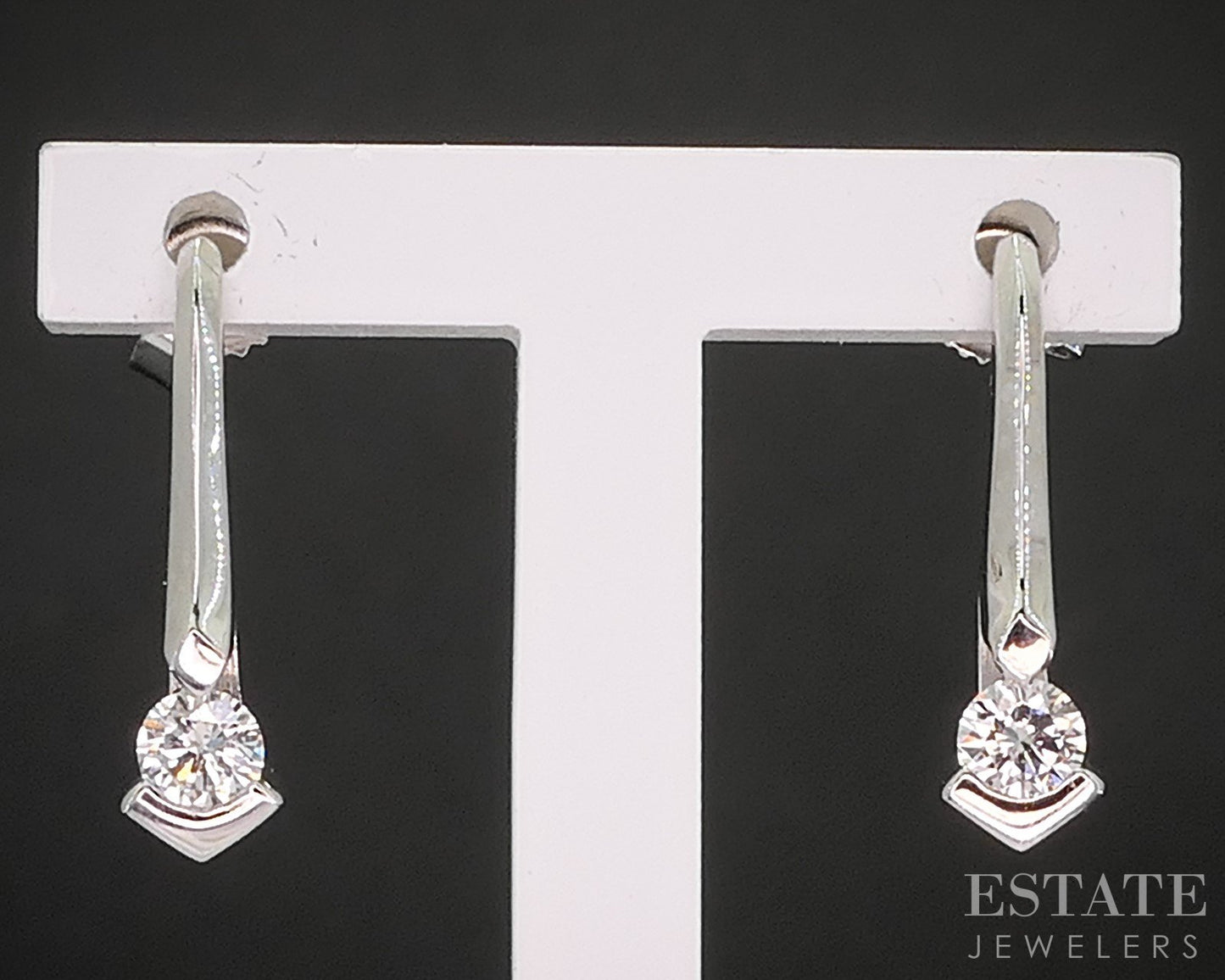 14k White Gold Natural .24ctw Diamond Drop Ladies Earrings 1.6g i20279