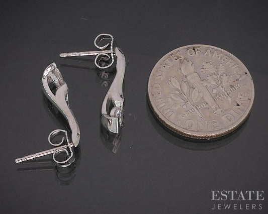 14k White Gold Natural .24ctw Diamond Drop Ladies Earrings 1.6g i20279