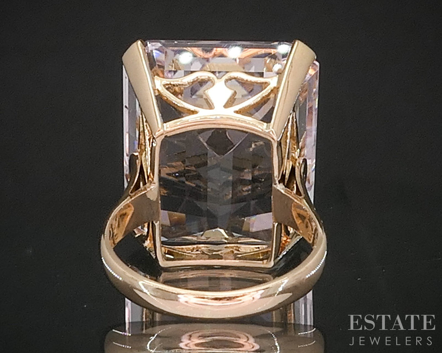 14k Rose Gold Emerald 23ct Natural Morganite Solitaire Ladies Ring 9.5g i20285