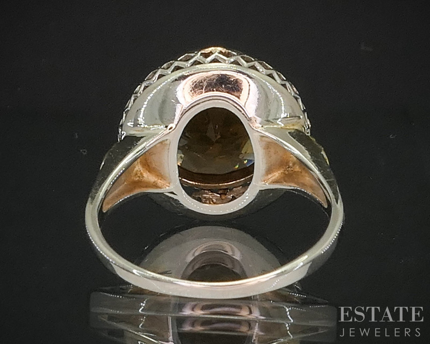 Antique 14k Tri Colored Gold Natural Citrine Filigree Ladies Ring 4.6g i20305