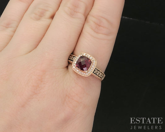 14k Strawberry Gold LeVian Natural Rhdolite Garnet & Diamond Ring 5.7g i20318