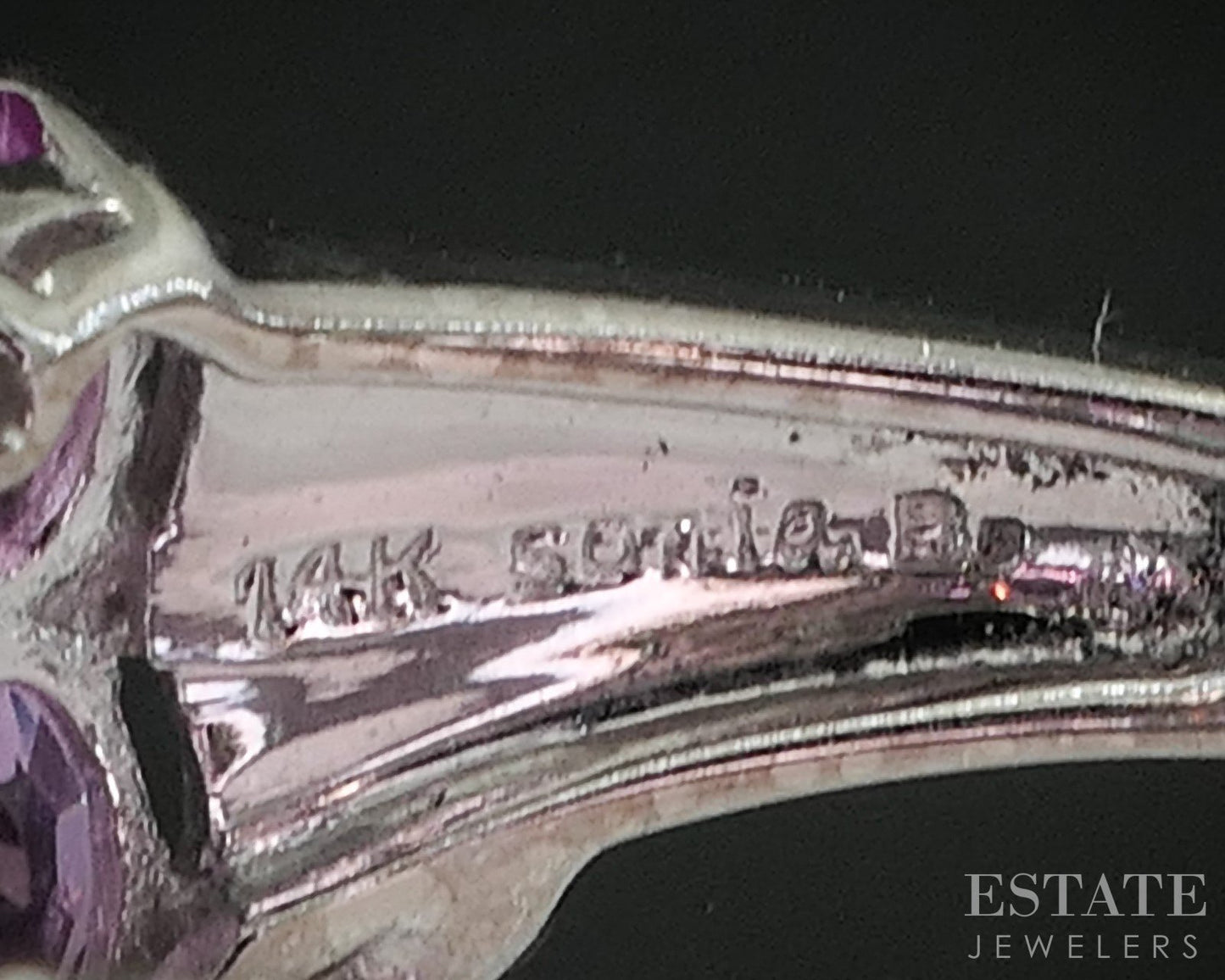 14k White Gold Sonia B. Natural Pink Sapphire & Diamond Band Ring 4.8g i20301