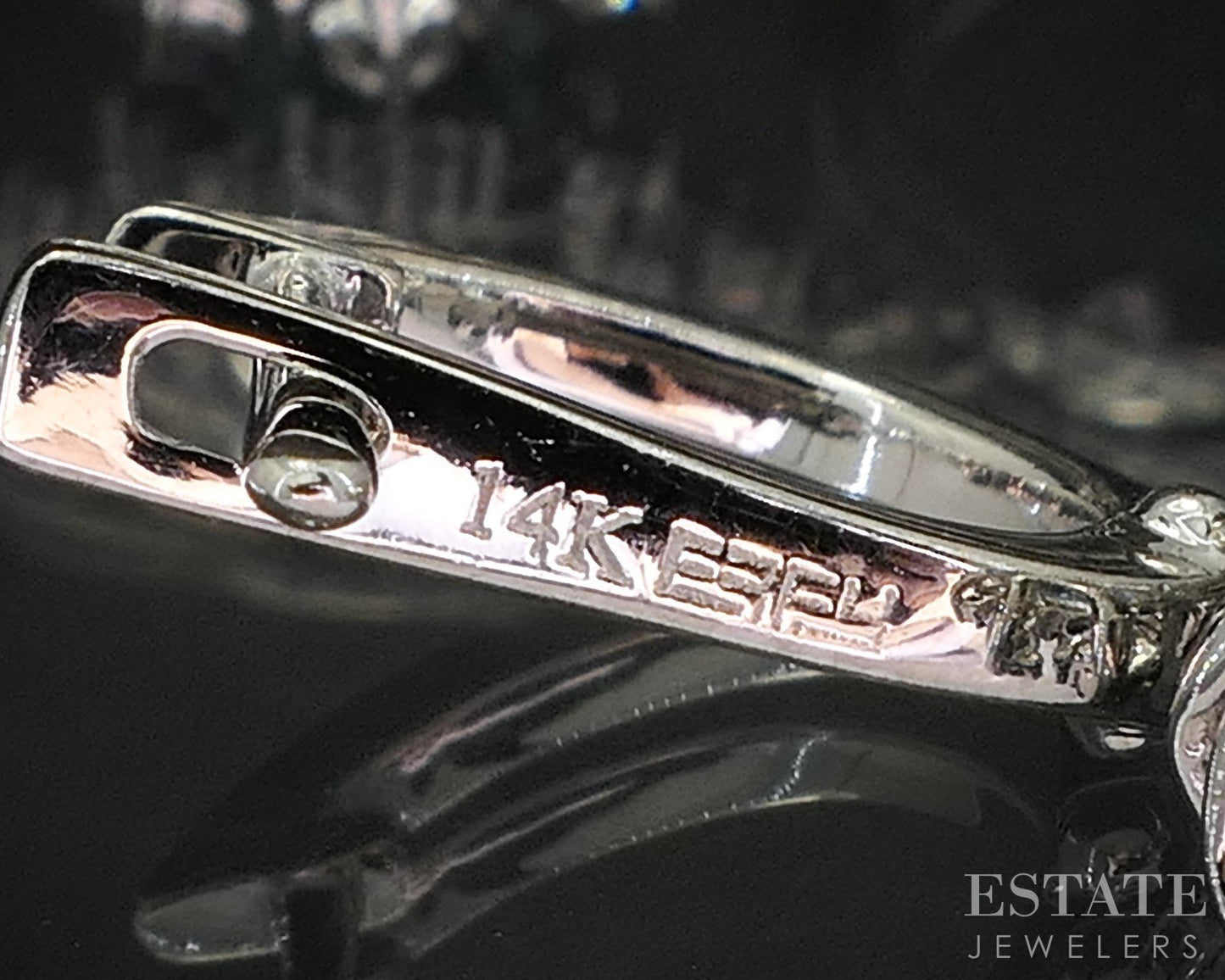 14k White Gold EFFY Natural Blue Topaz Sapphire Diamond Earrings 5g p90911